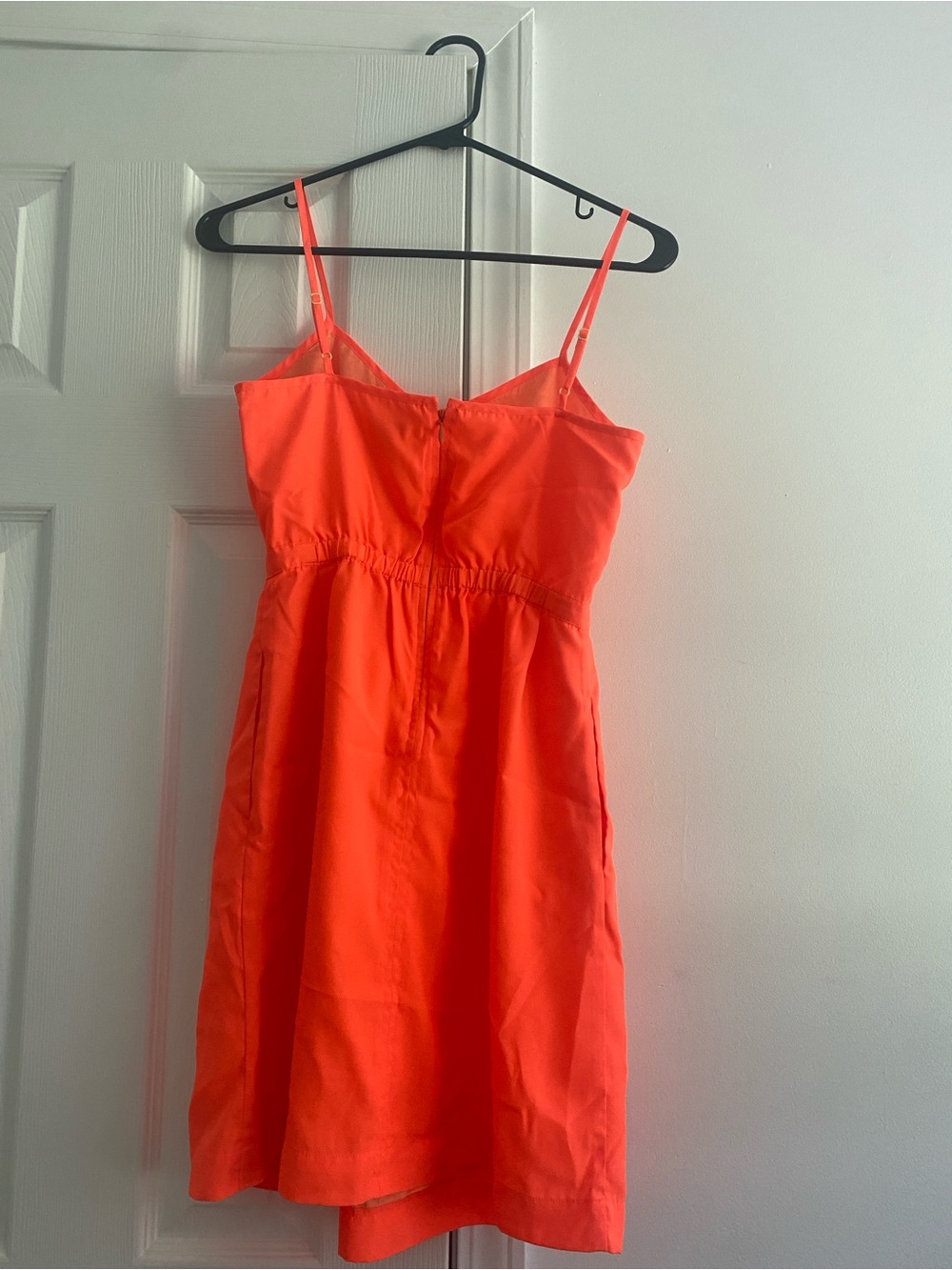 J. Crew Neon Orange Spaghetti Strap Mini Dress - Picture 3 of 8